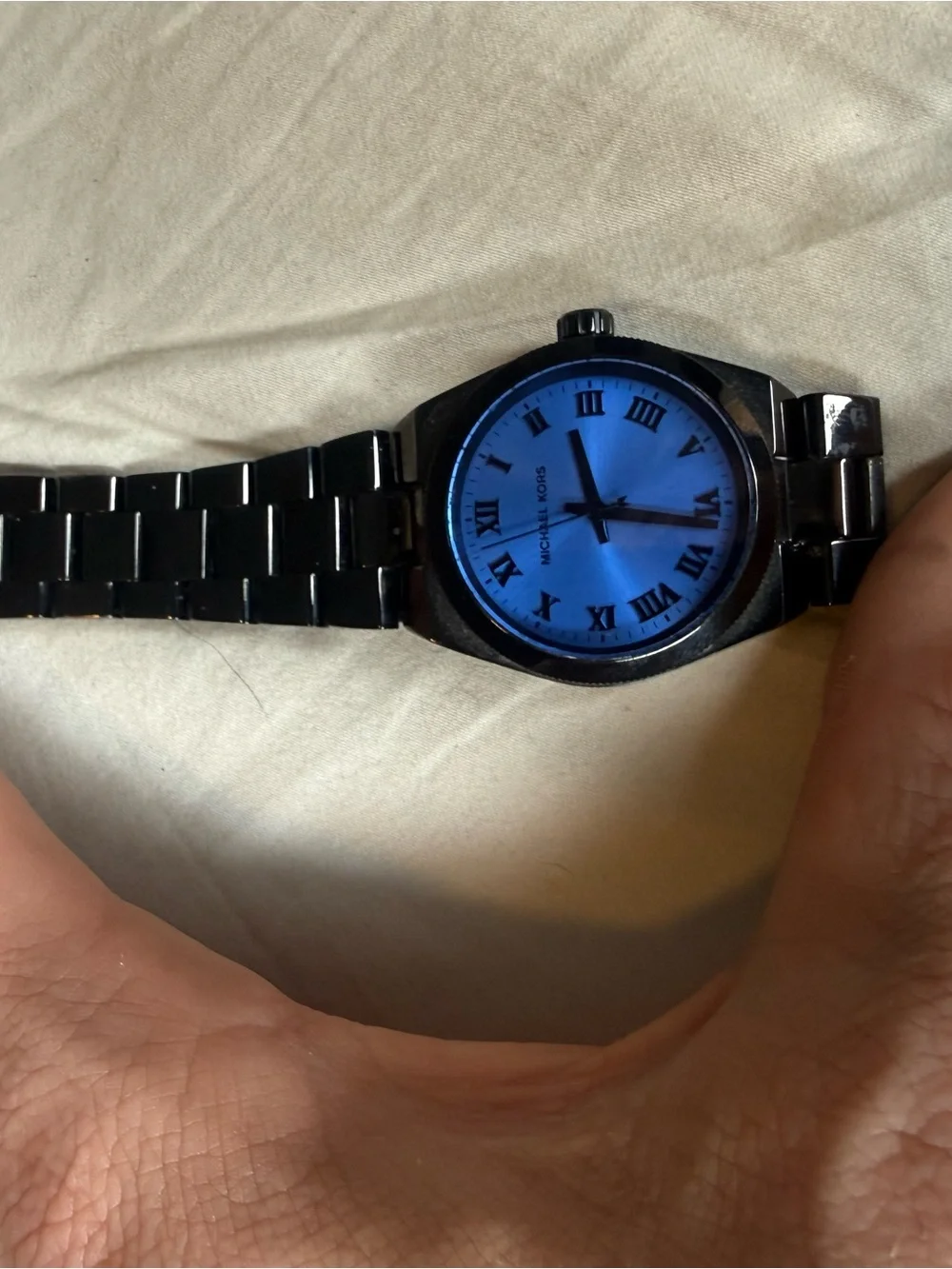 Michael Kors Black Bracelet Watch with Blue Sunray Dial